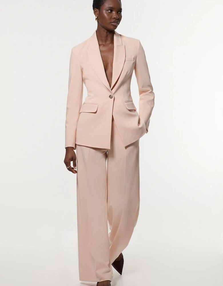 Polished Viscose Tailored Single Breasted Blazer