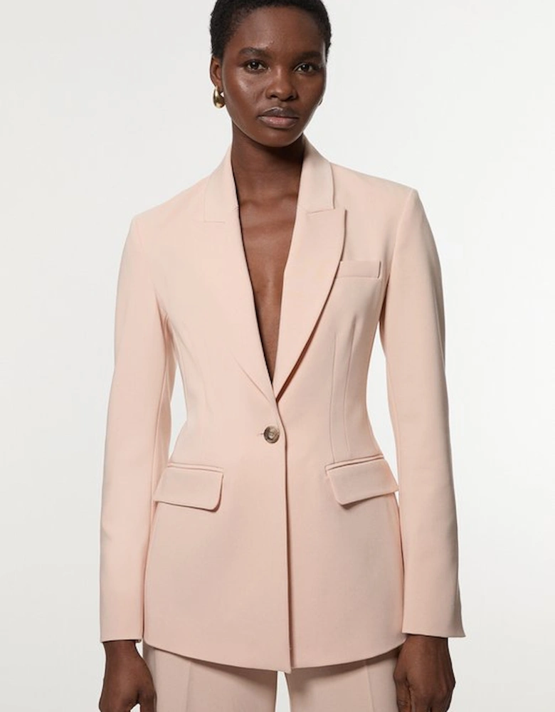Polished Viscose Tailored Single Breasted Blazer
