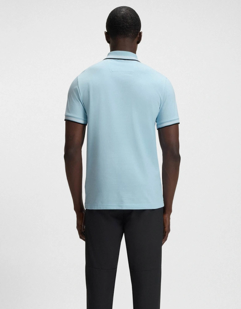 BOSS Green Paul Mens Short Sleeve Polo Shirt With Contrast Tipping - Light/Pastel Blue 455