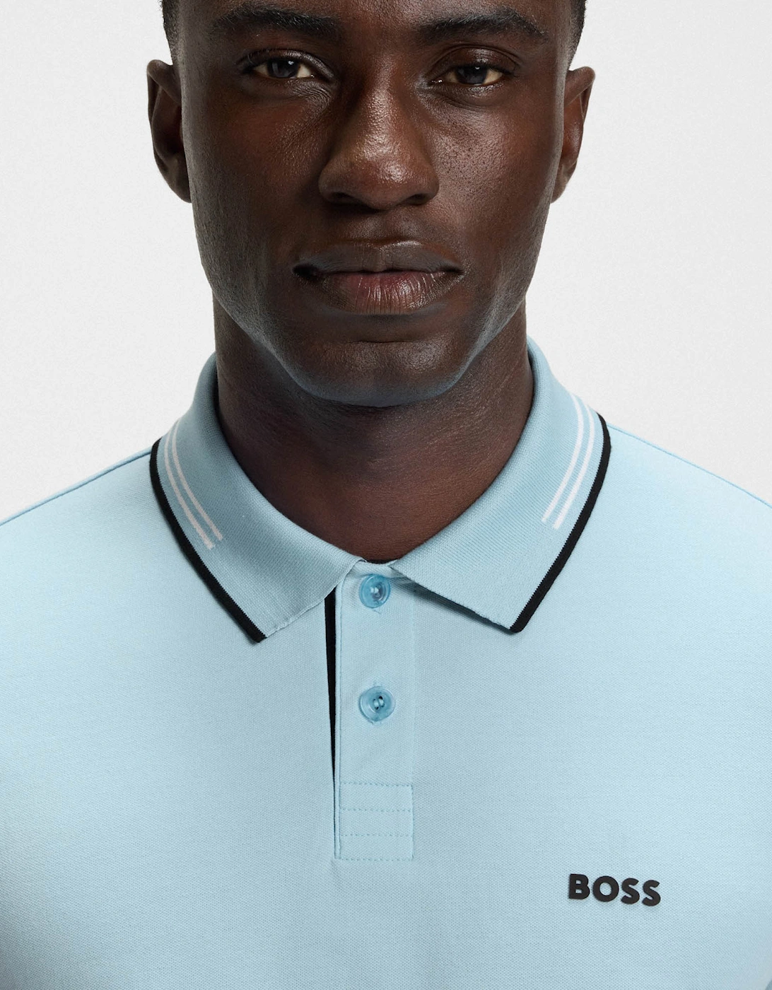 BOSS Green Paul Mens Short Sleeve Polo Shirt With Contrast Tipping - Light/Pastel Blue 455
