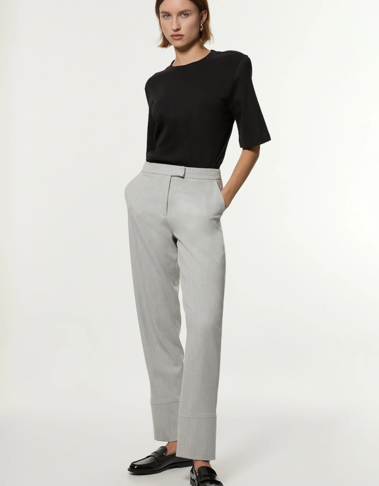 Technical Crepe Tailored Straight Turn Up Hem Trouser