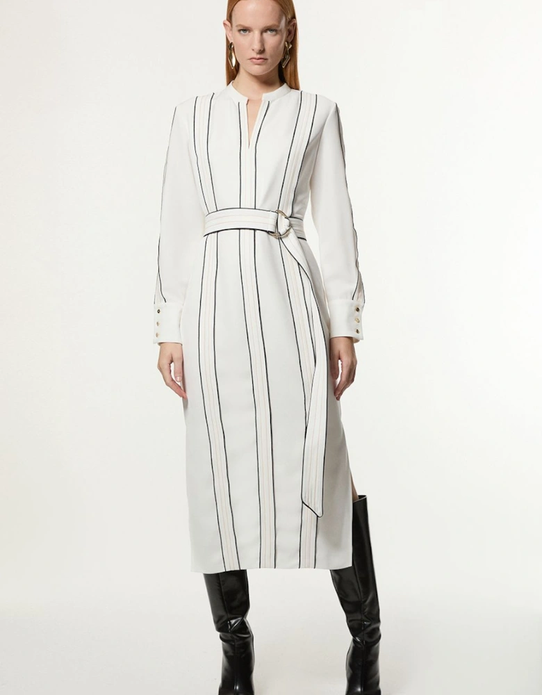 Soft Tailored Contrast Tipped Belted Midaxi Dress