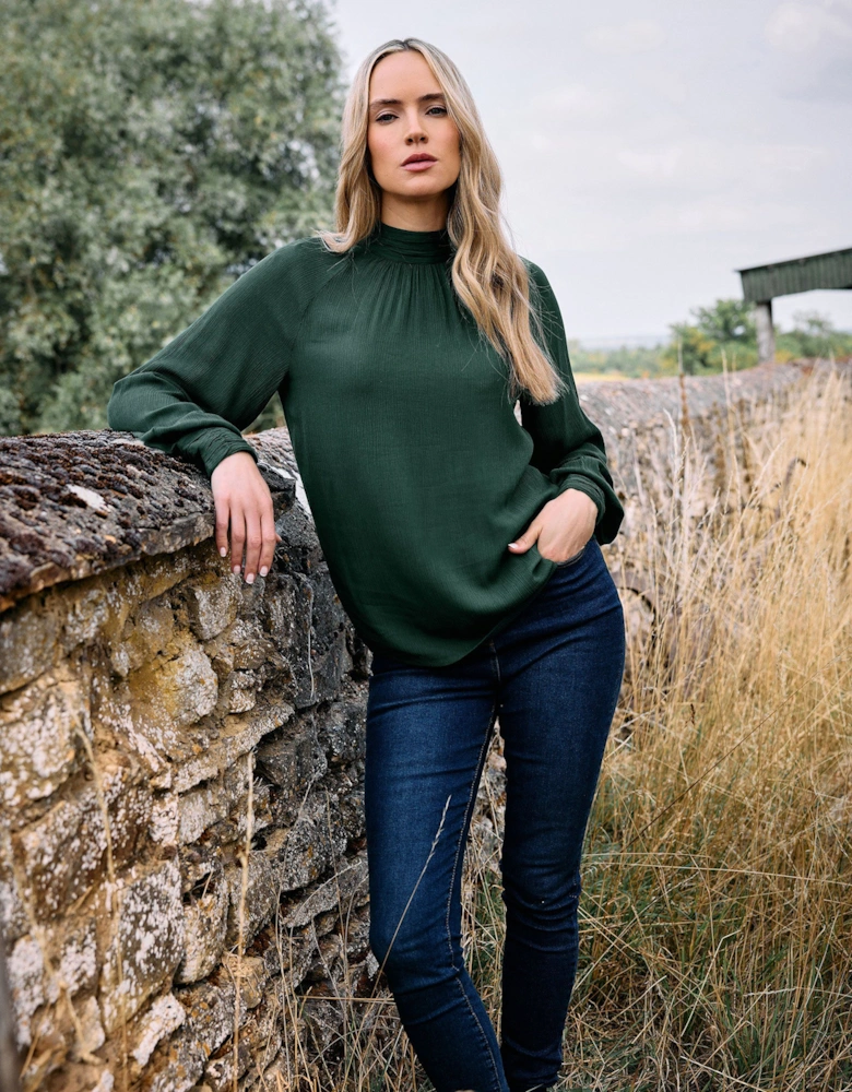 Tall High Neck Crinkle Blouse