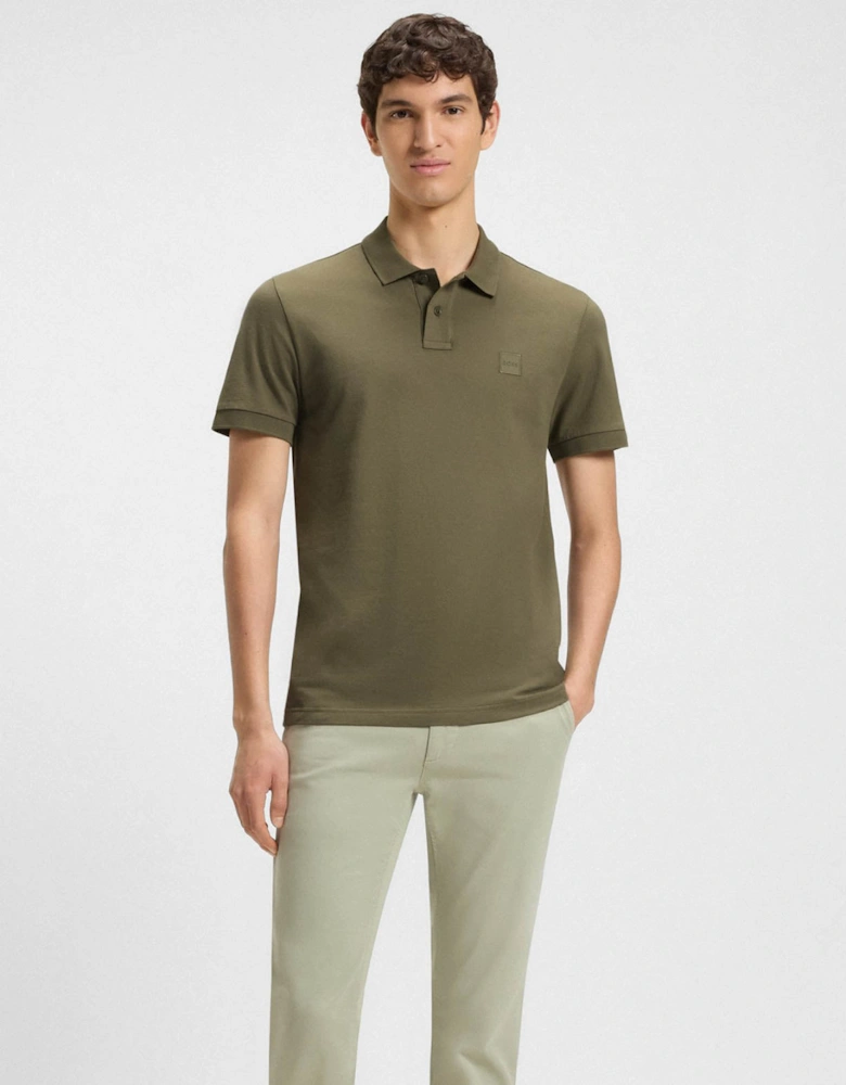 BOSS Orange Passenger Mens Stretch-Cotton Slim-Fit Polo Shirt with Logo Patch - Open Green 342