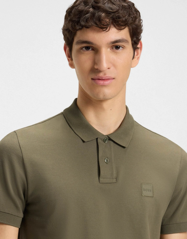 BOSS Orange Passenger Mens Stretch-Cotton Slim-Fit Polo Shirt with Logo Patch - Open Green 342