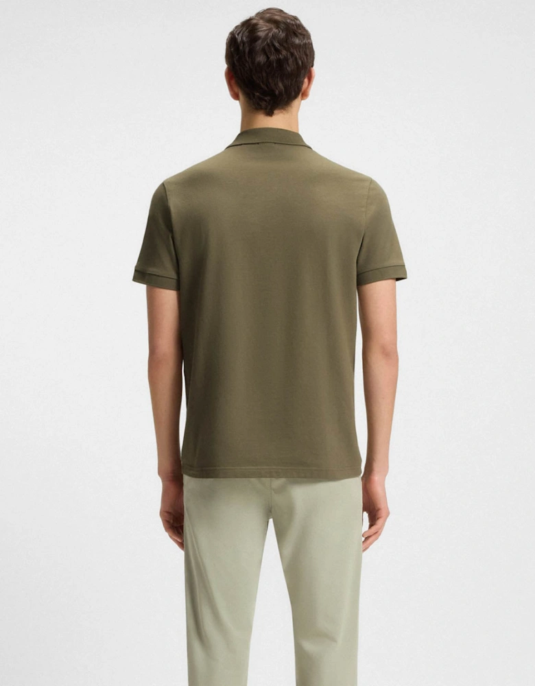 BOSS Orange Passenger Mens Stretch-Cotton Slim-Fit Polo Shirt with Logo Patch - Open Green 342