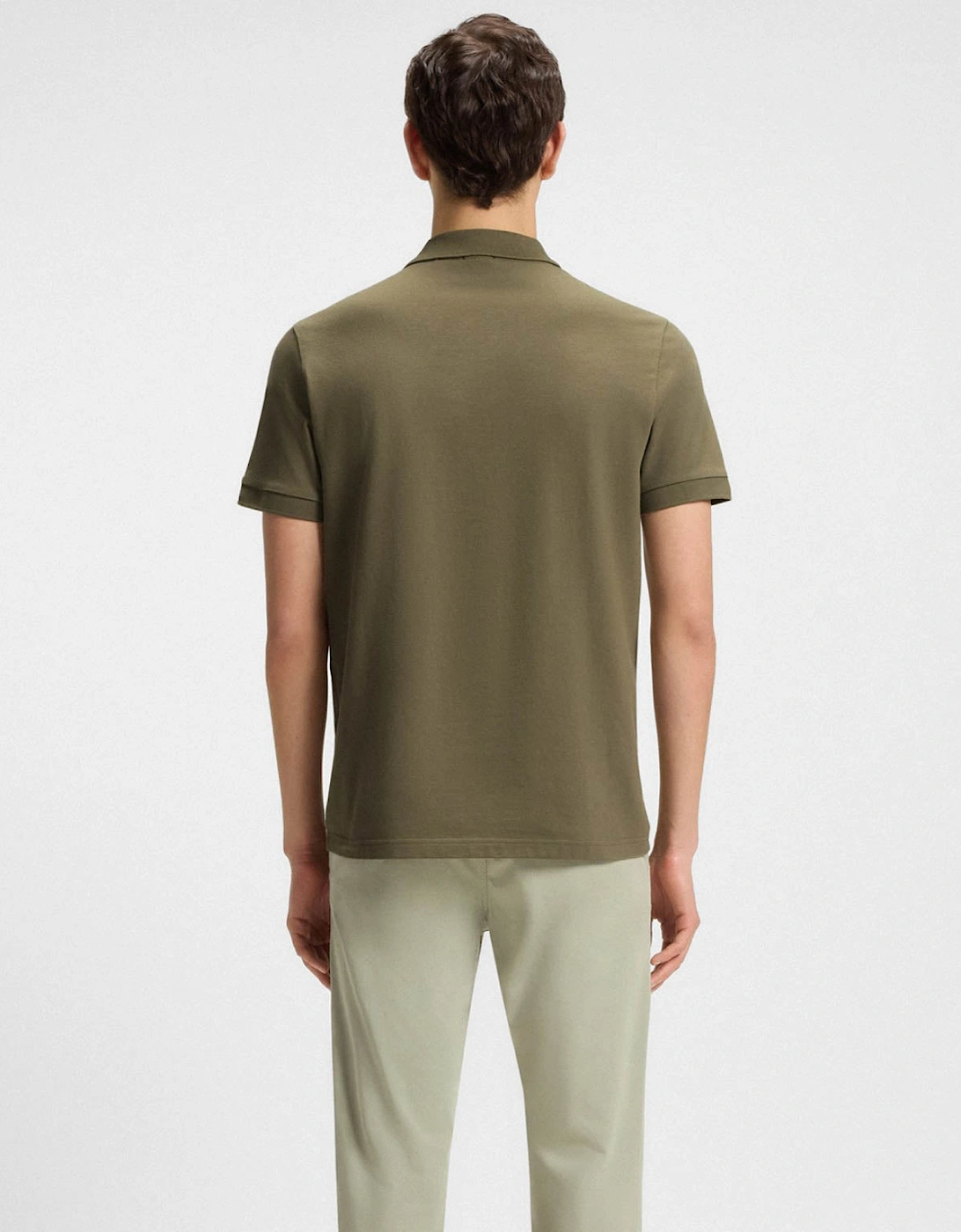 BOSS Orange Passenger Mens Stretch-Cotton Slim-Fit Polo Shirt with Logo Patch - Open Green 342