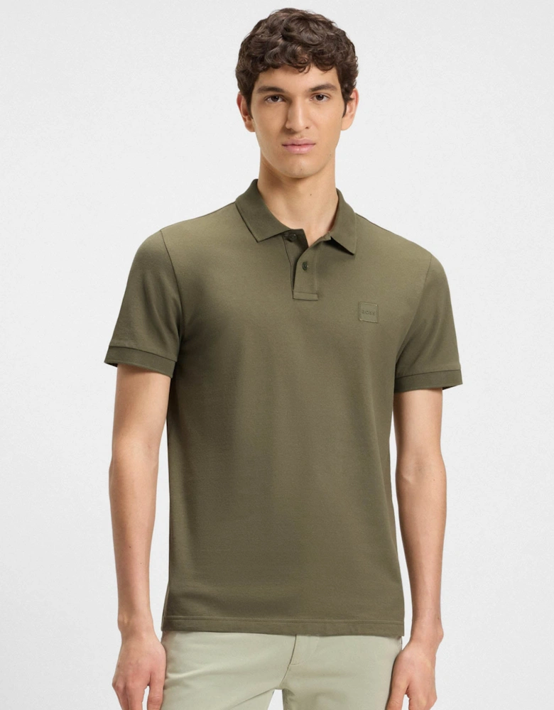 BOSS Orange Passenger Mens Stretch-Cotton Slim-Fit Polo Shirt with Logo Patch - Open Green 342