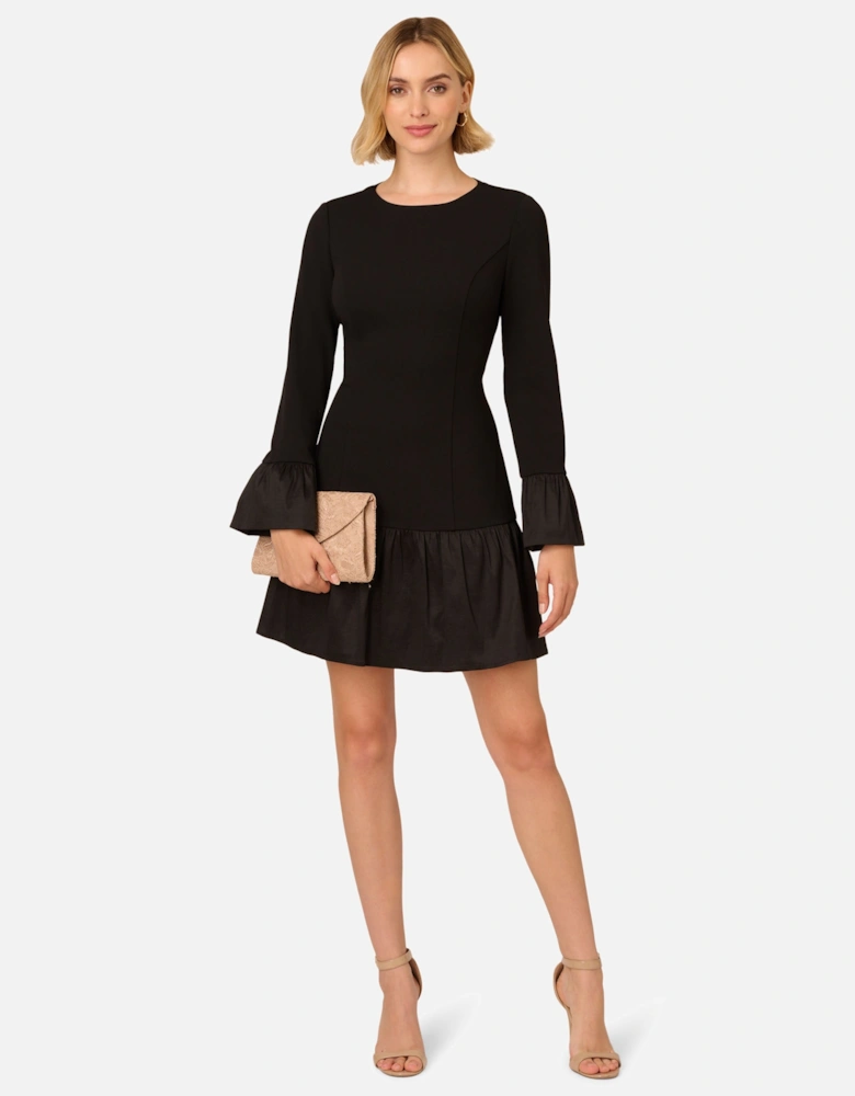 Crepe And Taffeta Midi Dress