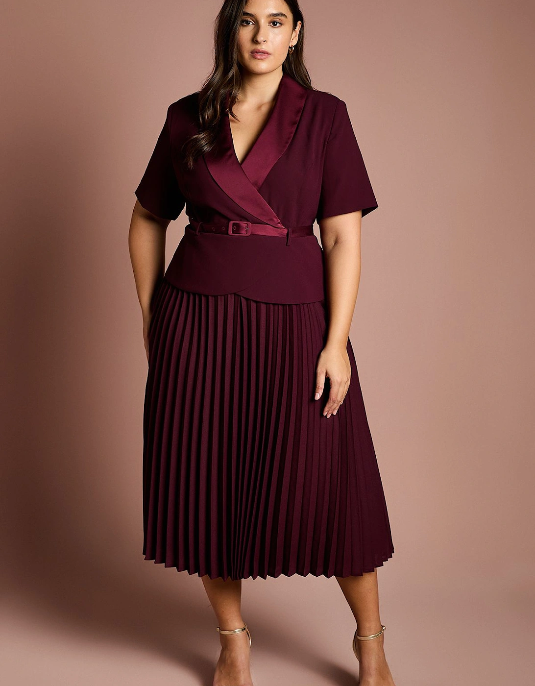 Plus 2 In 1 Wrap Dress With Pleated Skirt, 2 of 1