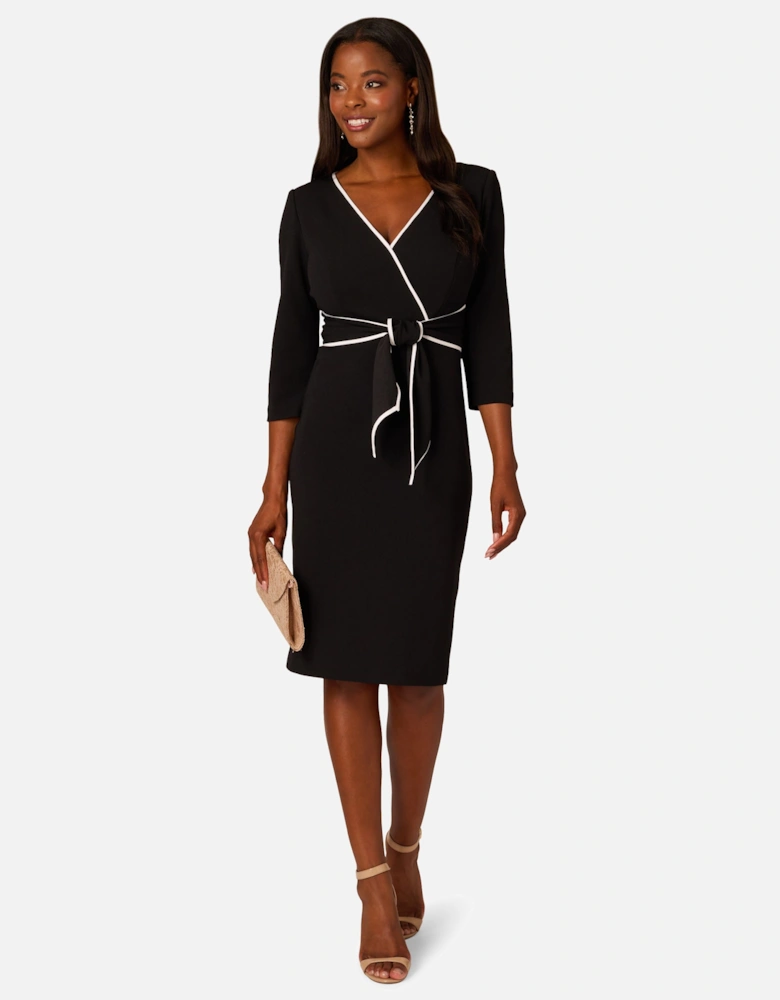 Piping Tie Front Midi Dress