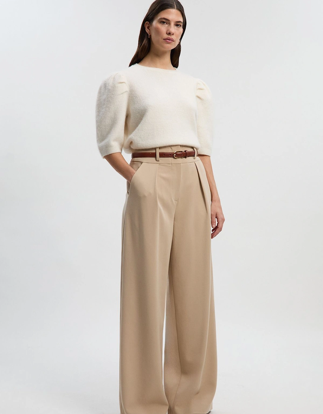 Tall Compact Stretch Essential Tailored Wide Leg Trouser, 2 of 1