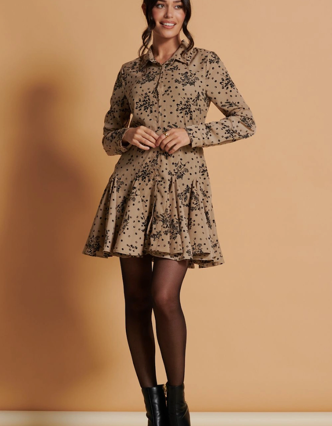 Long Sleeve Fit & Flare Shirt Dress, 2 of 1