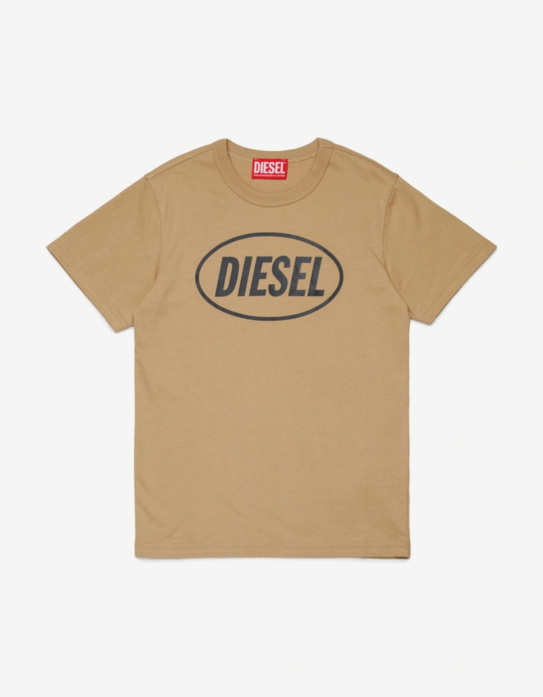 Boys Logo Print T-Shirt in Beige