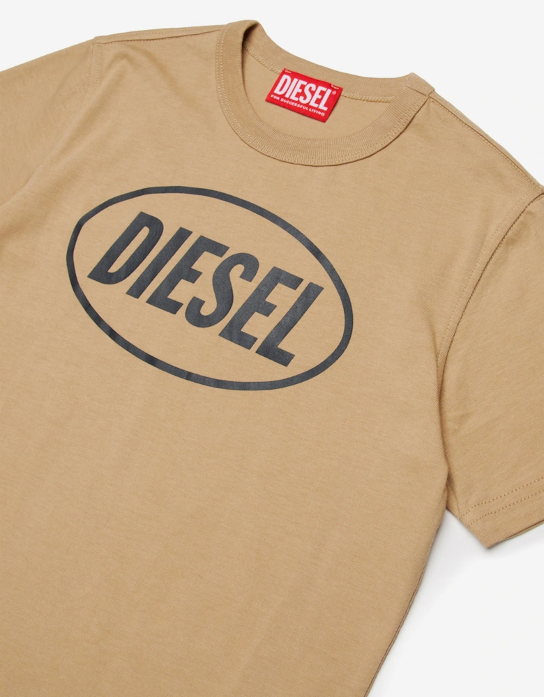 Boys Logo Print T-Shirt in Beige