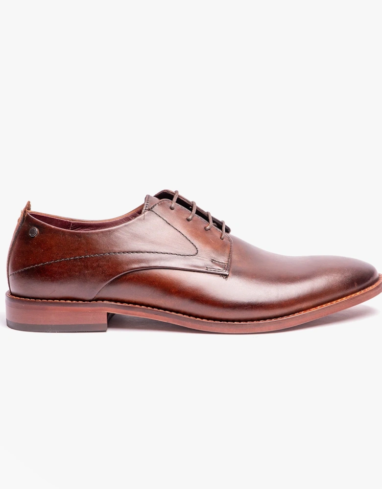 London SCRIPT Mens Leather Derby Shoes Brown