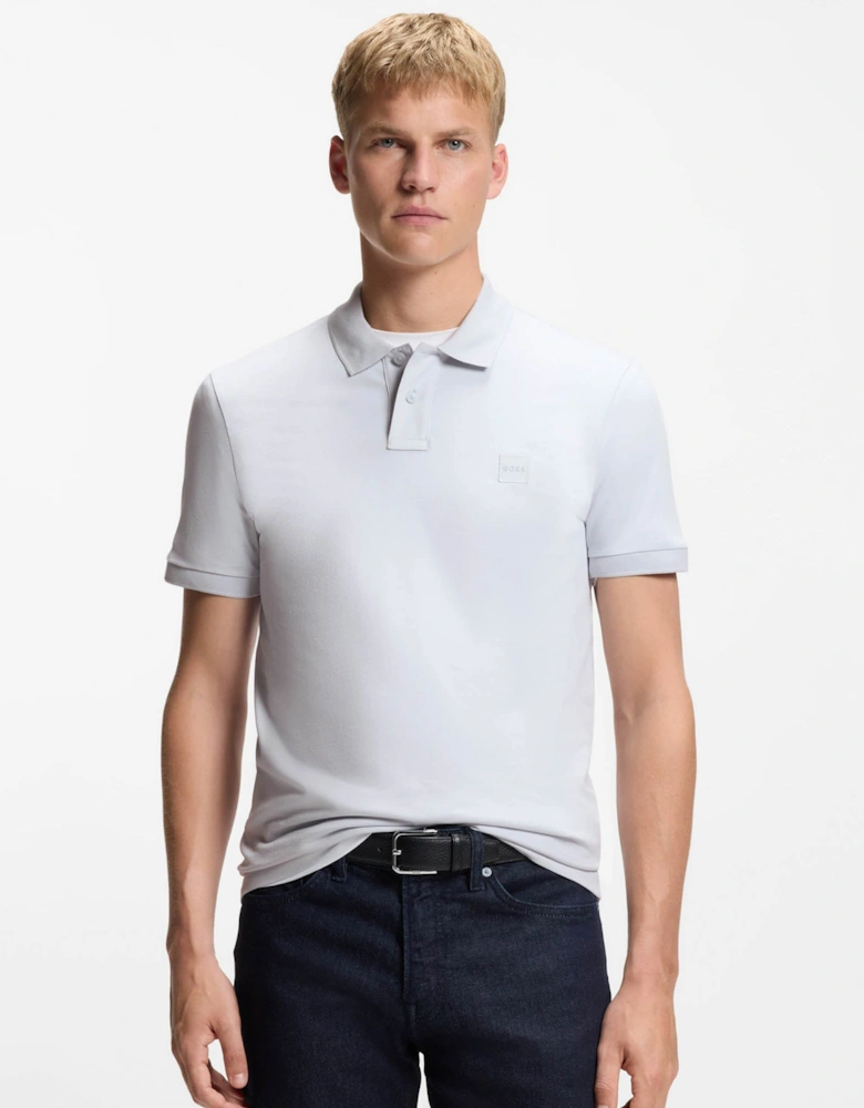 BOSS Orange Passenger Mens Stretch-Cotton Slim-Fit Polo Shirt with Logo Patch - Light/Pastel Grey 053