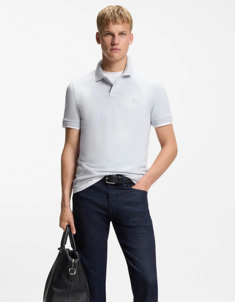BOSS Orange Passenger Mens Stretch-Cotton Slim-Fit Polo Shirt with Logo Patch - Light/Pastel Grey 053