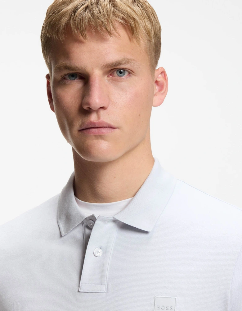 BOSS Orange Passenger Mens Stretch-Cotton Slim-Fit Polo Shirt with Logo Patch - Light/Pastel Grey 053