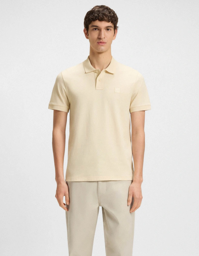 BOSS Orange Passenger Mens Stretch-Cotton Slim-Fit Polo Shirt with Logo Patch - Open Yellow 767