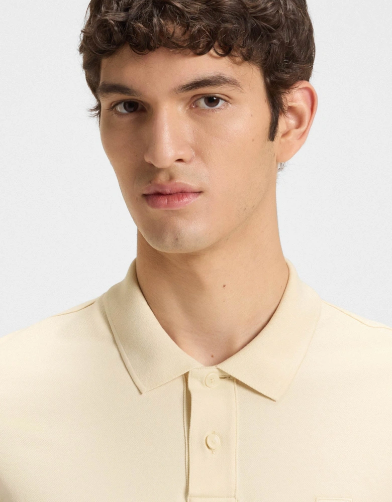 BOSS Orange Passenger Mens Stretch-Cotton Slim-Fit Polo Shirt with Logo Patch - Open Yellow 767