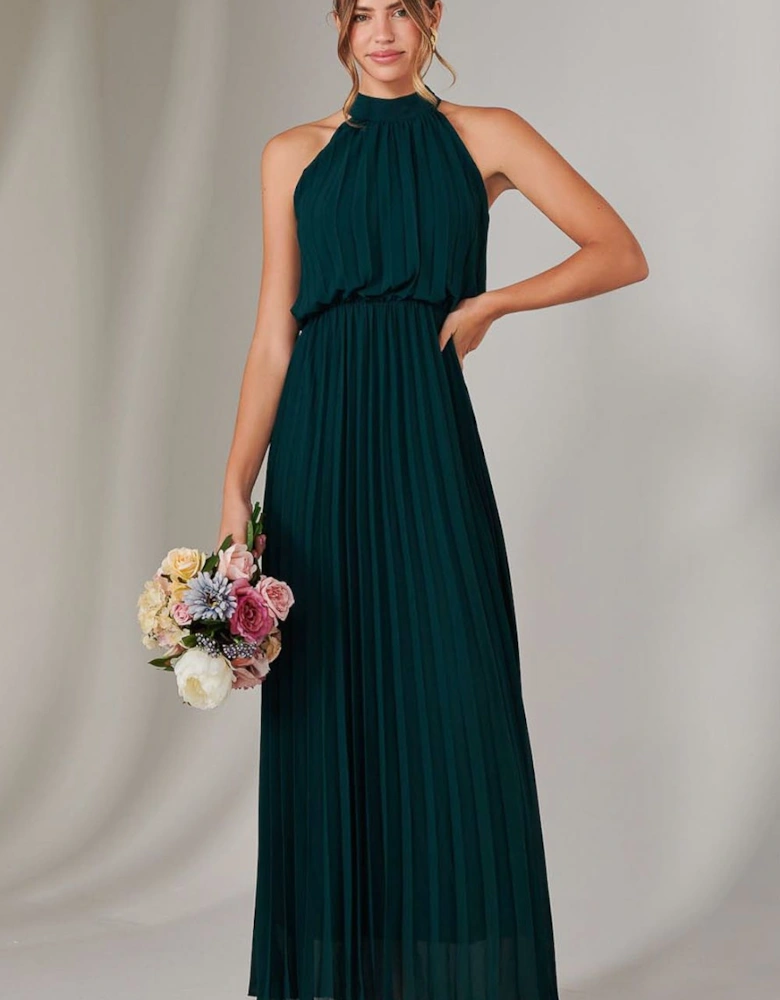 Pleated Bridesmaids Maxi Dress