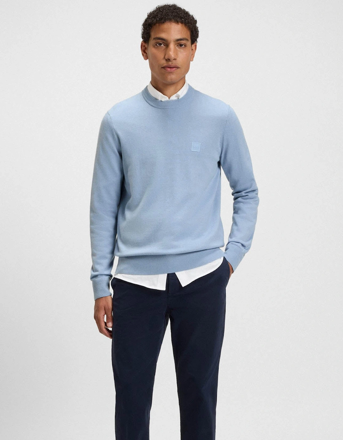 BOSS Orange Kanovano Mens Crew Neck Jumper - Open Blue 470