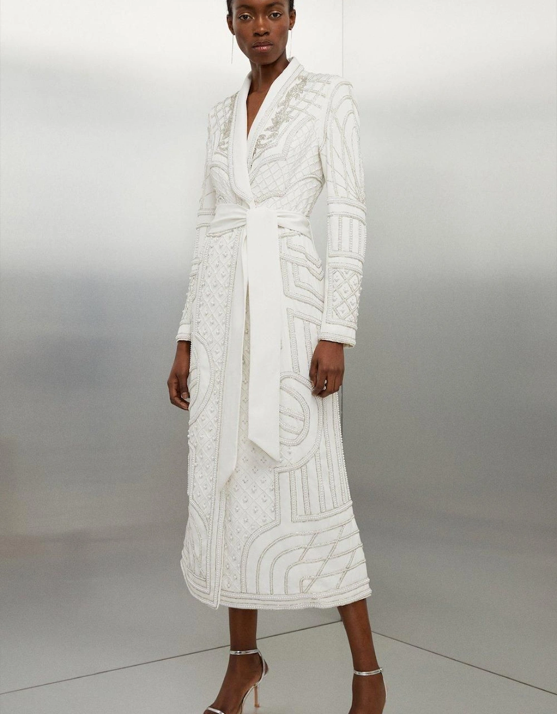 Petite Crystal Embellished Woven Maxi Blazer Dress, 2 of 1