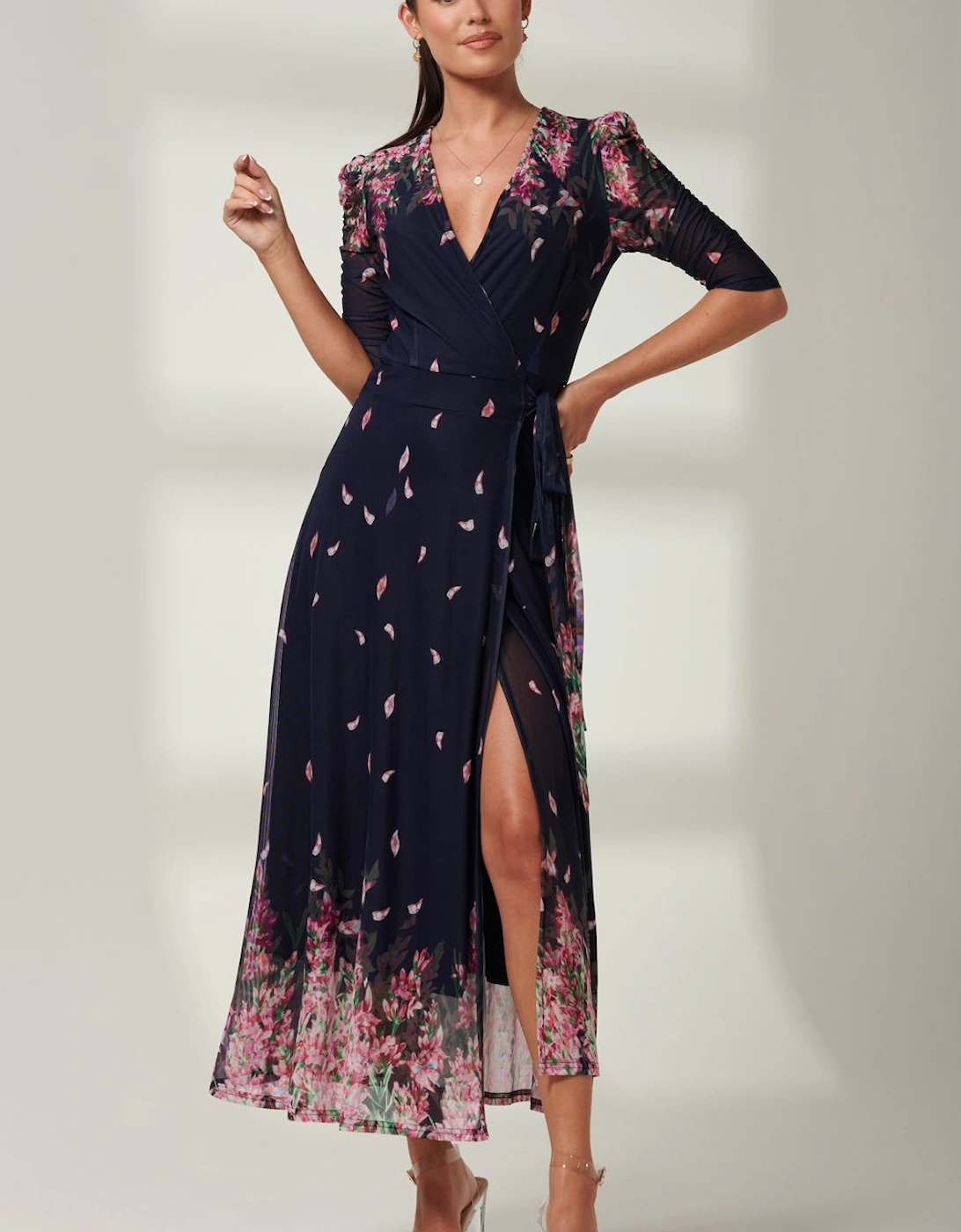 Elkana Mirrored Floral Mesh Maxi Dress, 2 of 1