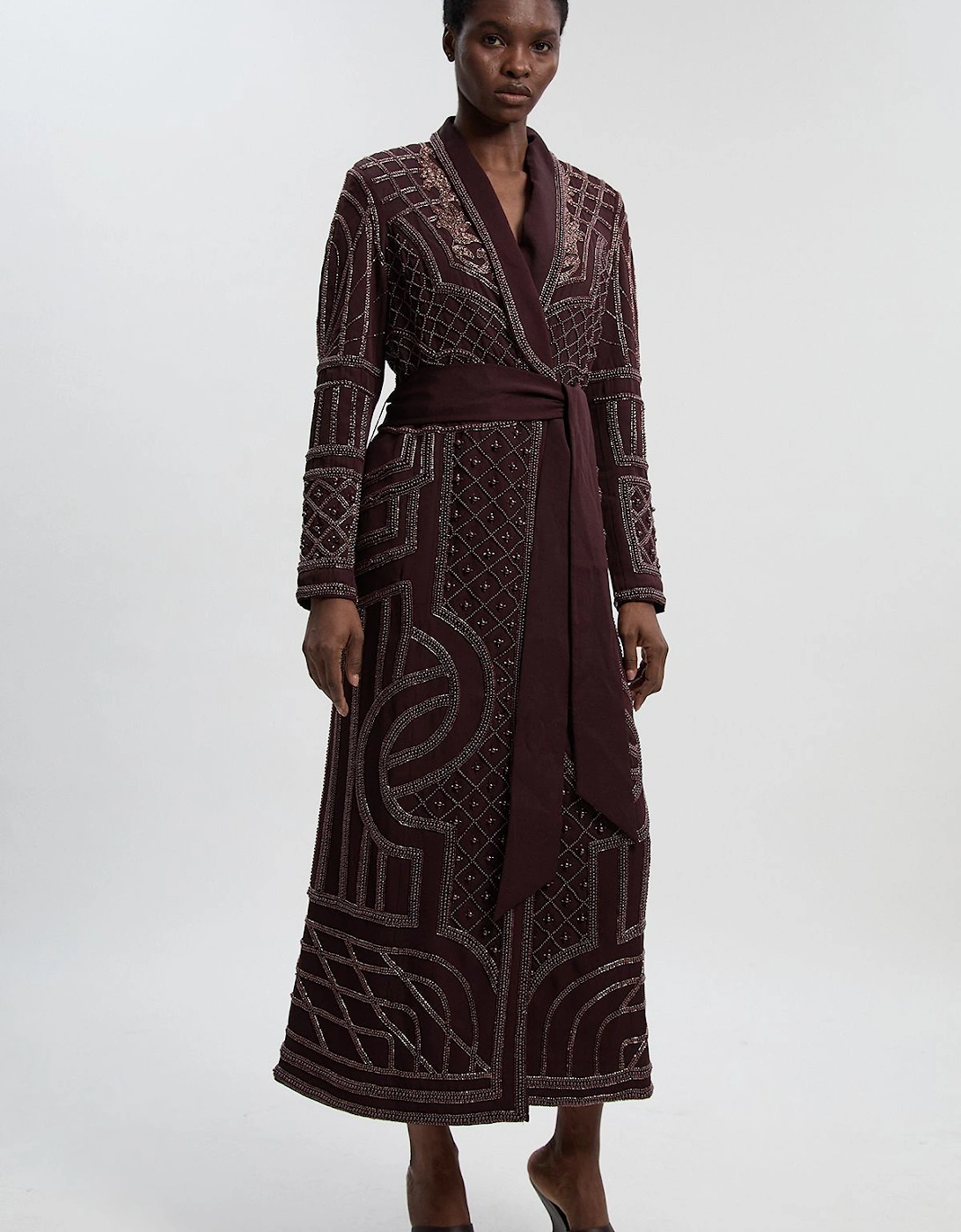 Petite Crystal Embellished Woven Maxi Blazer Dress, 2 of 1