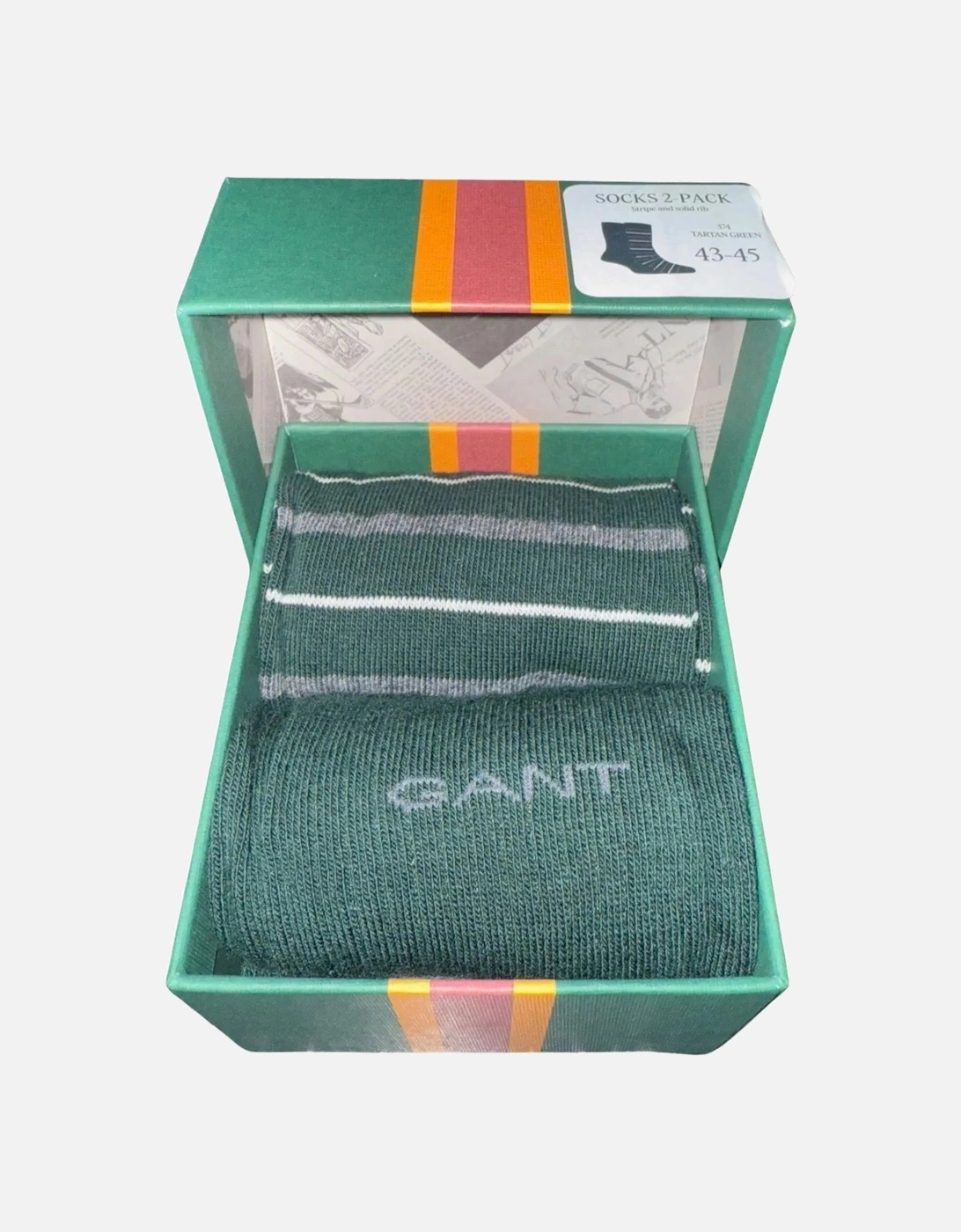 2-Pack Multi-Stripe Socks Gift Set, Tartan Green, 8 of 7