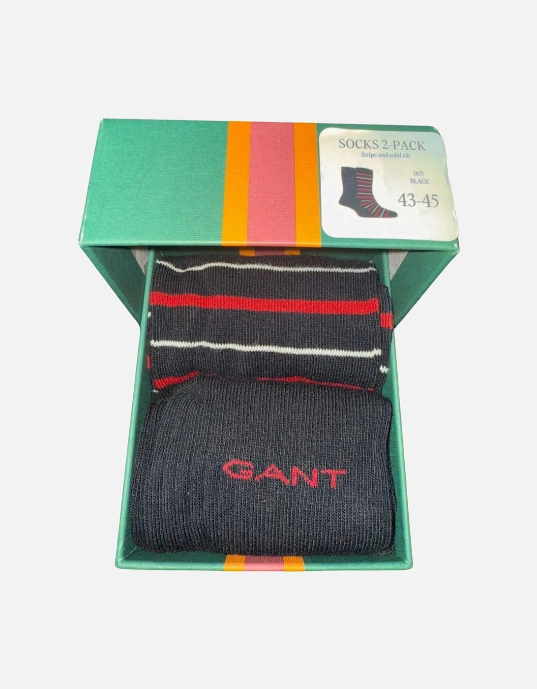 2-Pack Multi-Stripe Socks Gift Set, Black