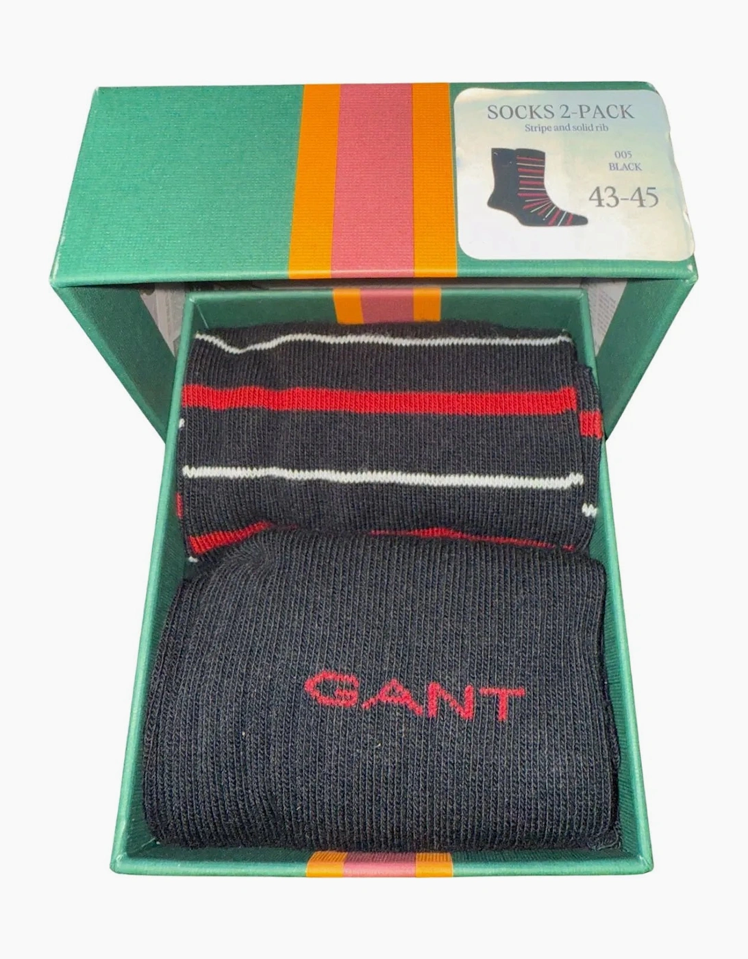 Gant GANT Men's 2-Pack Multi-Stripe Socks Gift Set, Black