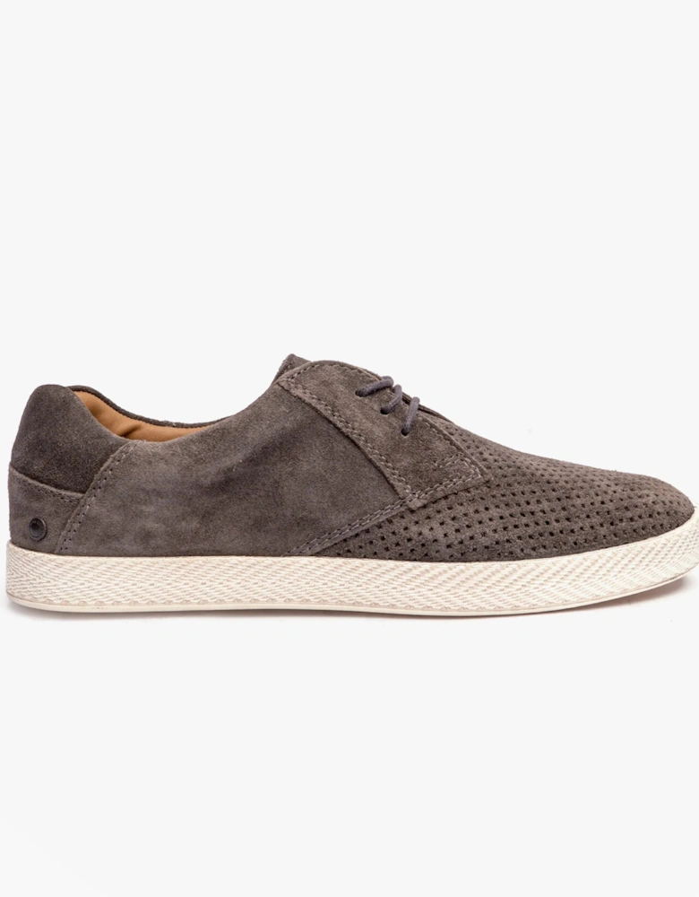 London KEEL Mens Perforated Suede Casual Shoes Grey
