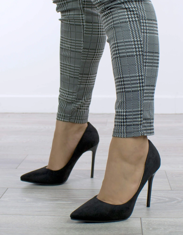 High Stiletto Heel Pointed Toe Faux Suede Court Shoes