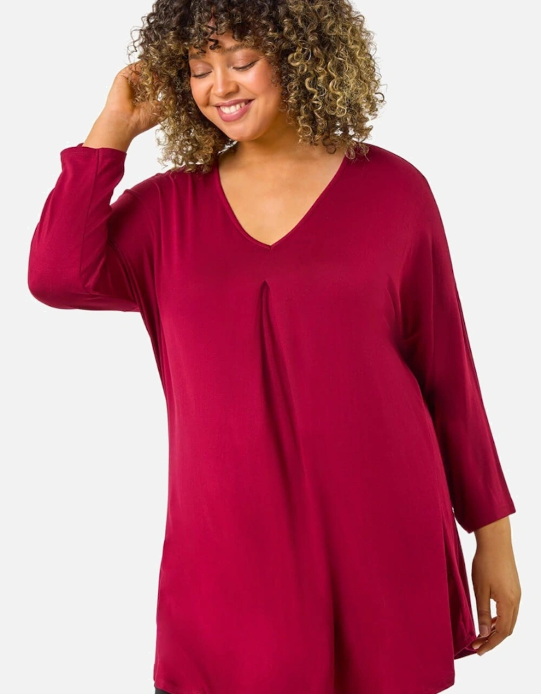 Curve V-Neck Pleat Tunic Top