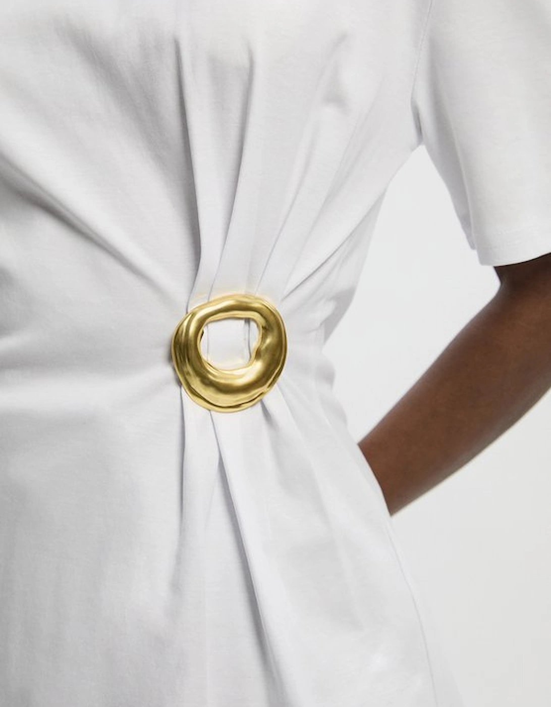 Cotton Crew Neck Trim Detail Short Sleeve T-Shirt