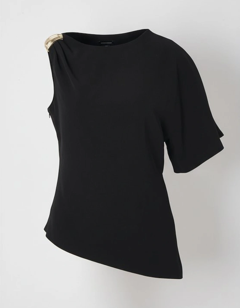 Plus Size Soft Tailored Trim Detail Asymmetric Top