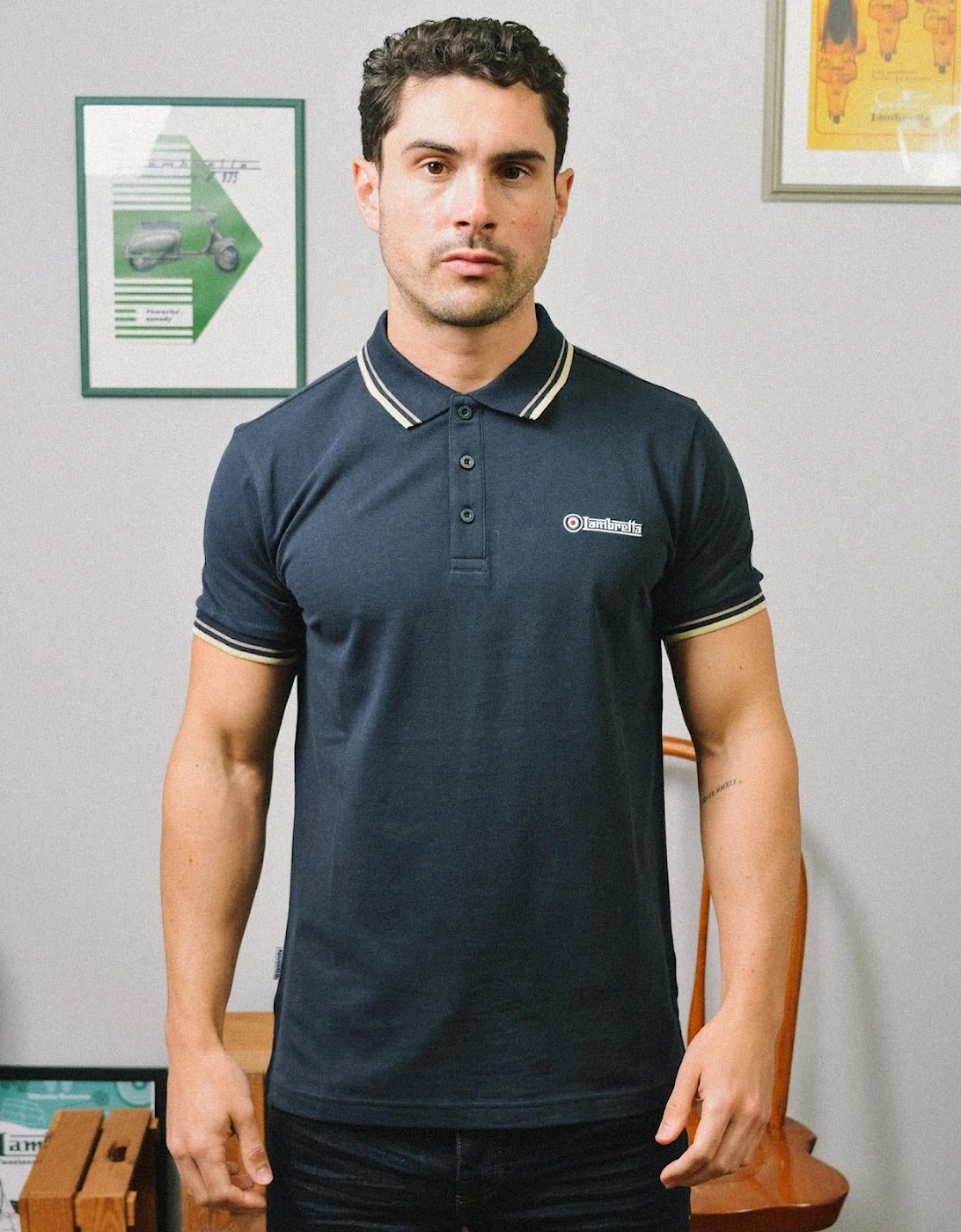 Mens Twin Tipped Retro Polo Shirt