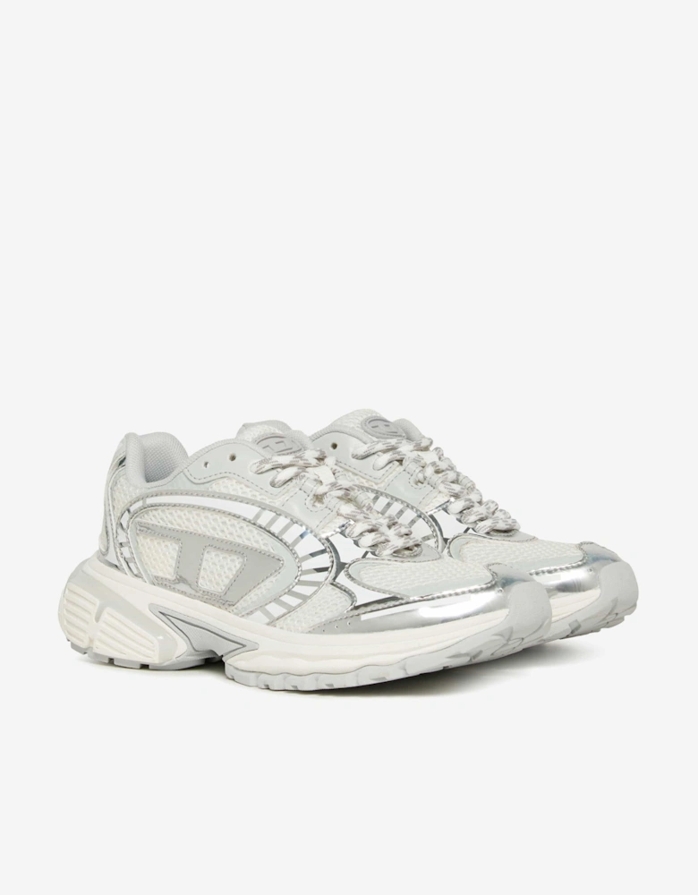 Kids Lace Up Logo Trainers in Silver