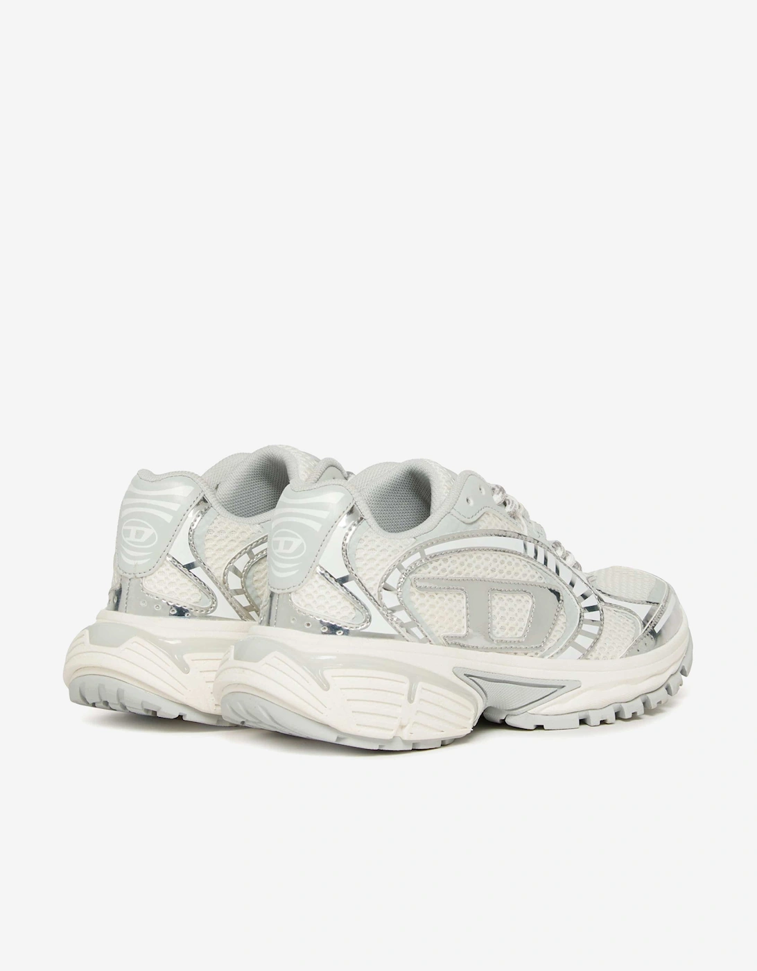 Kids Lace Up Logo Trainers in Silver