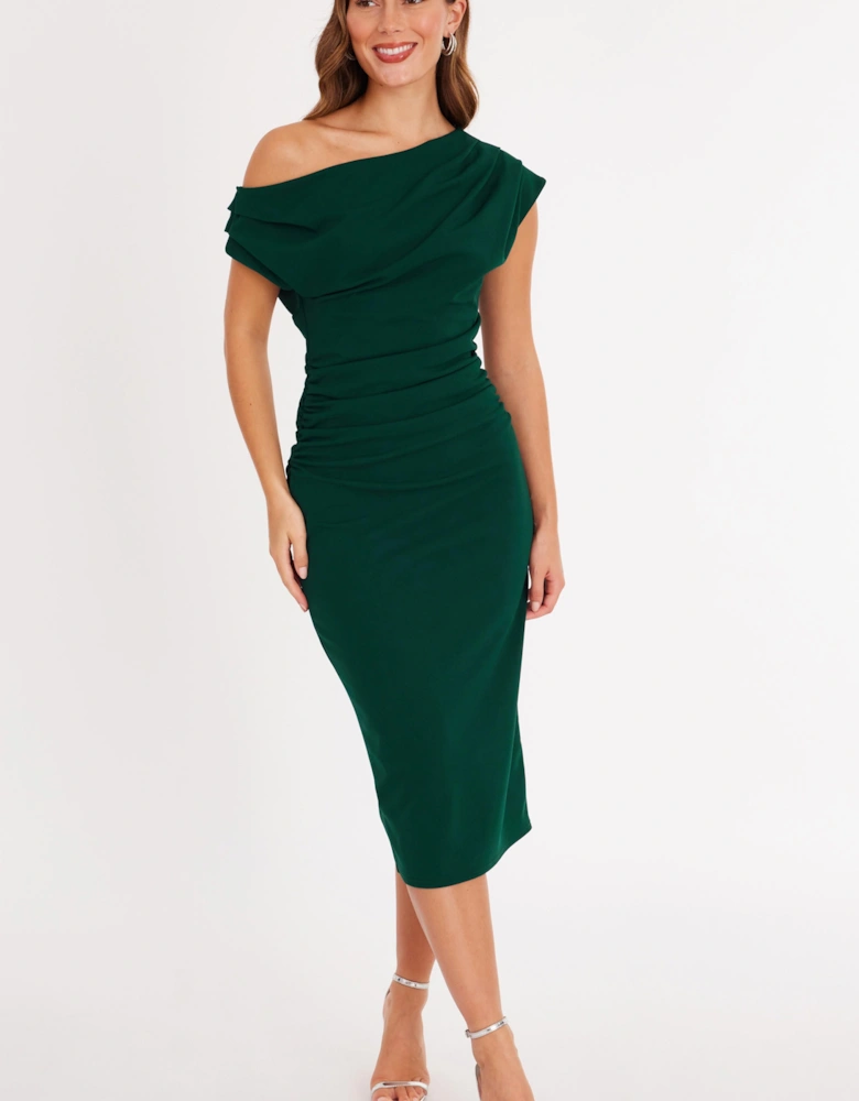 Green Drop Shoulder Midi Dress