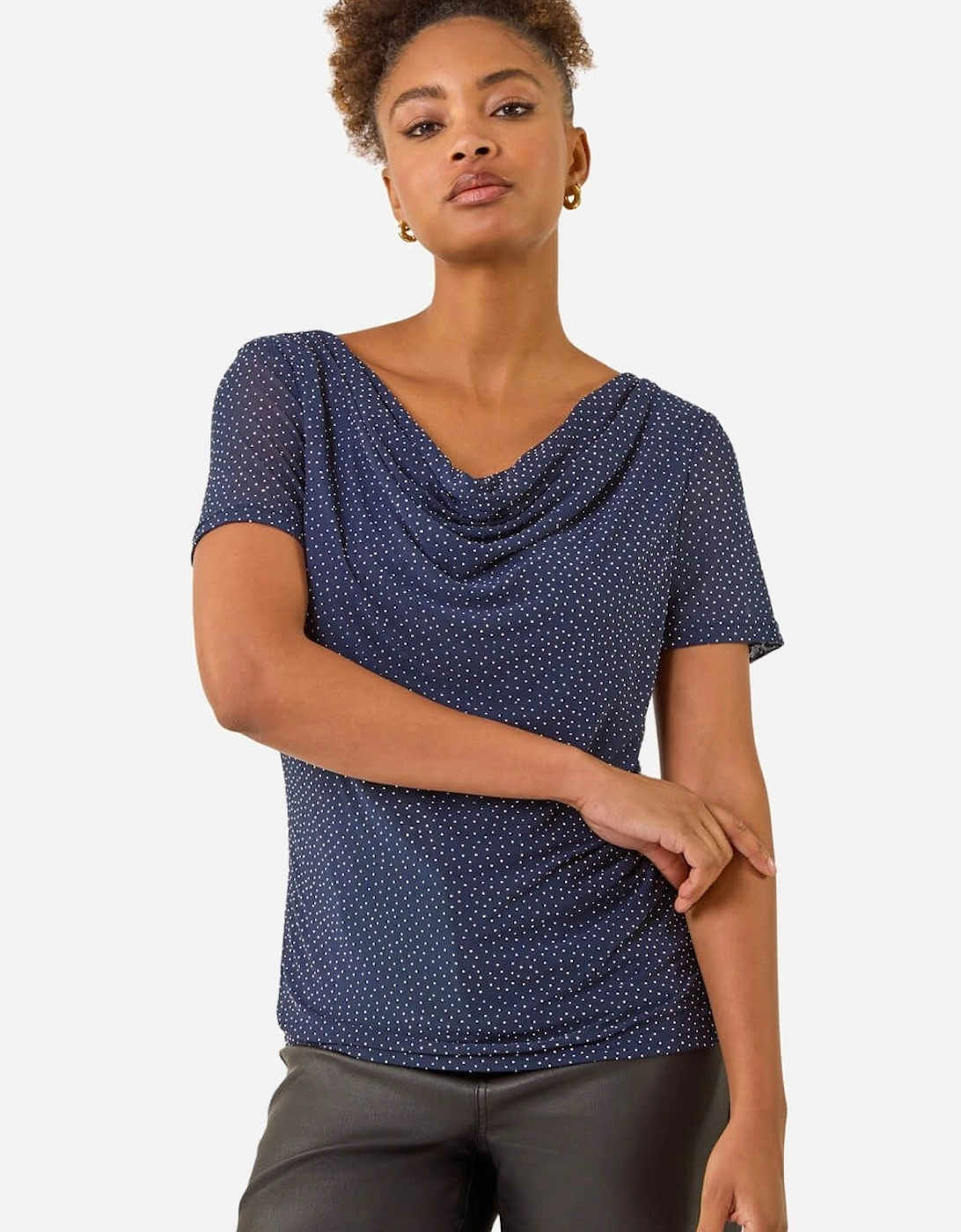 Embellished Cowl Neck Top, 2 of 1