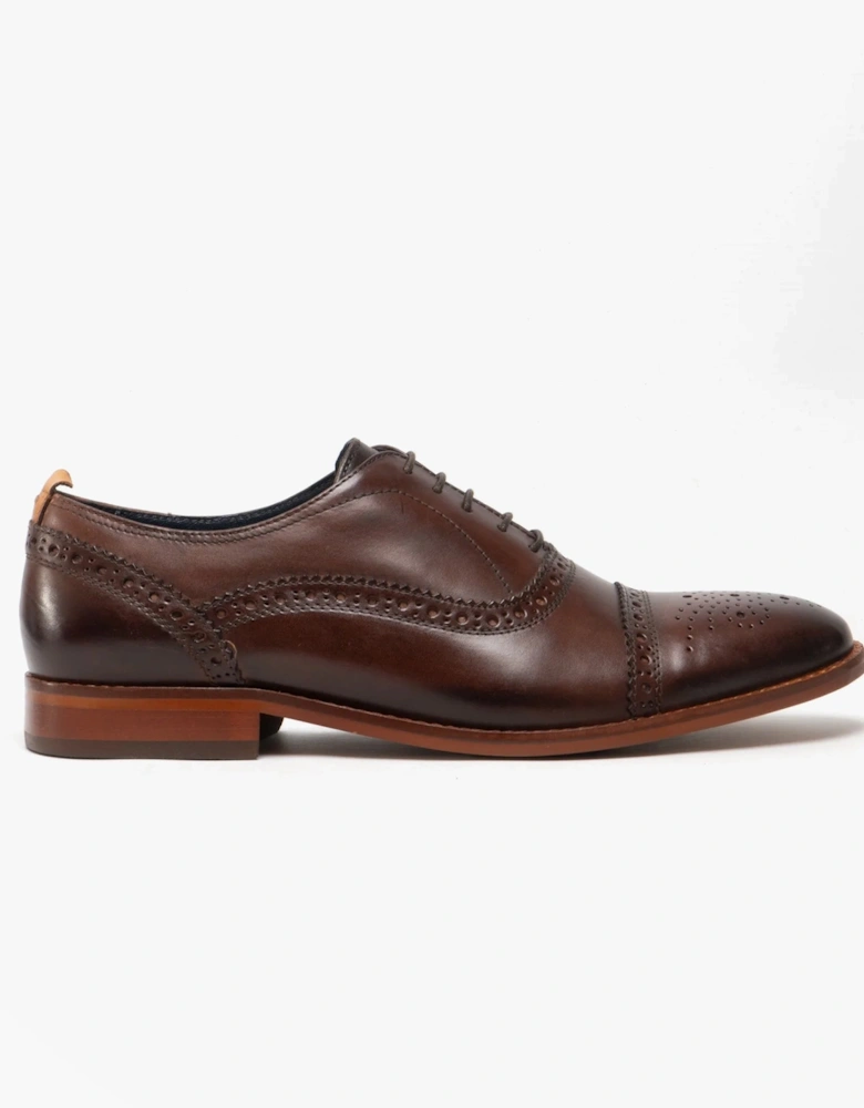 London CAST Mens Leather Brogue Shoes Brown