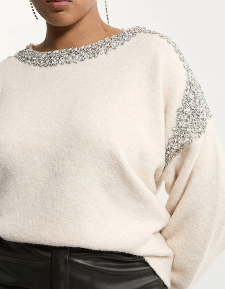 Plus Size Embellished Trim Cosy Knit Jumper