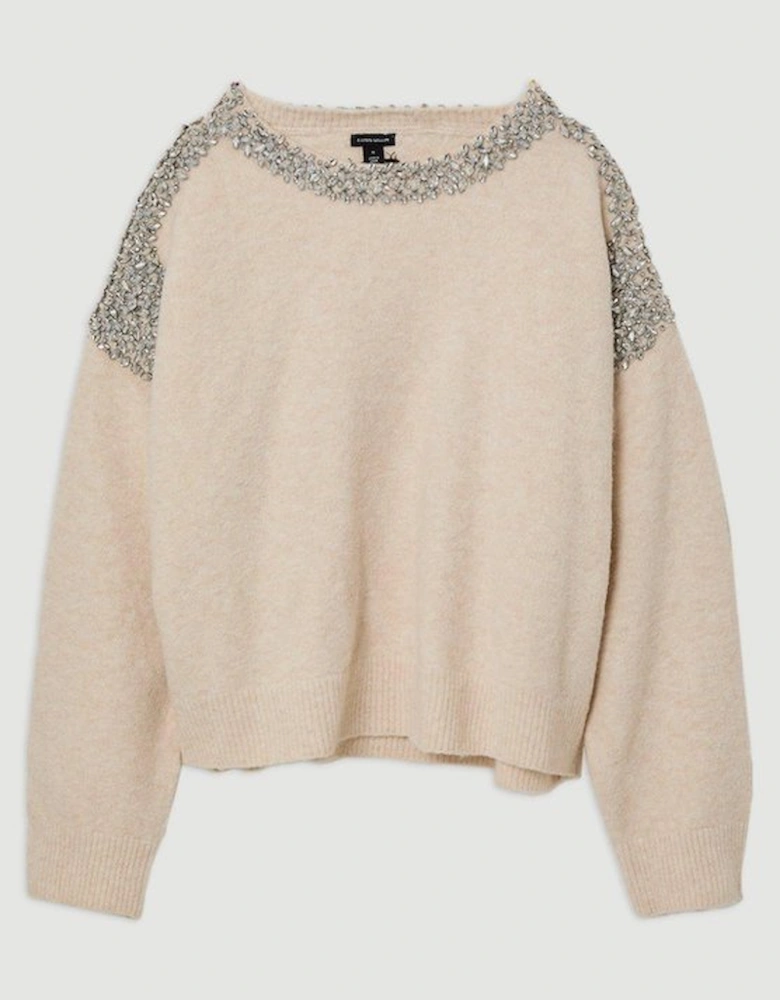 Plus Size Embellished Trim Cosy Knit Jumper