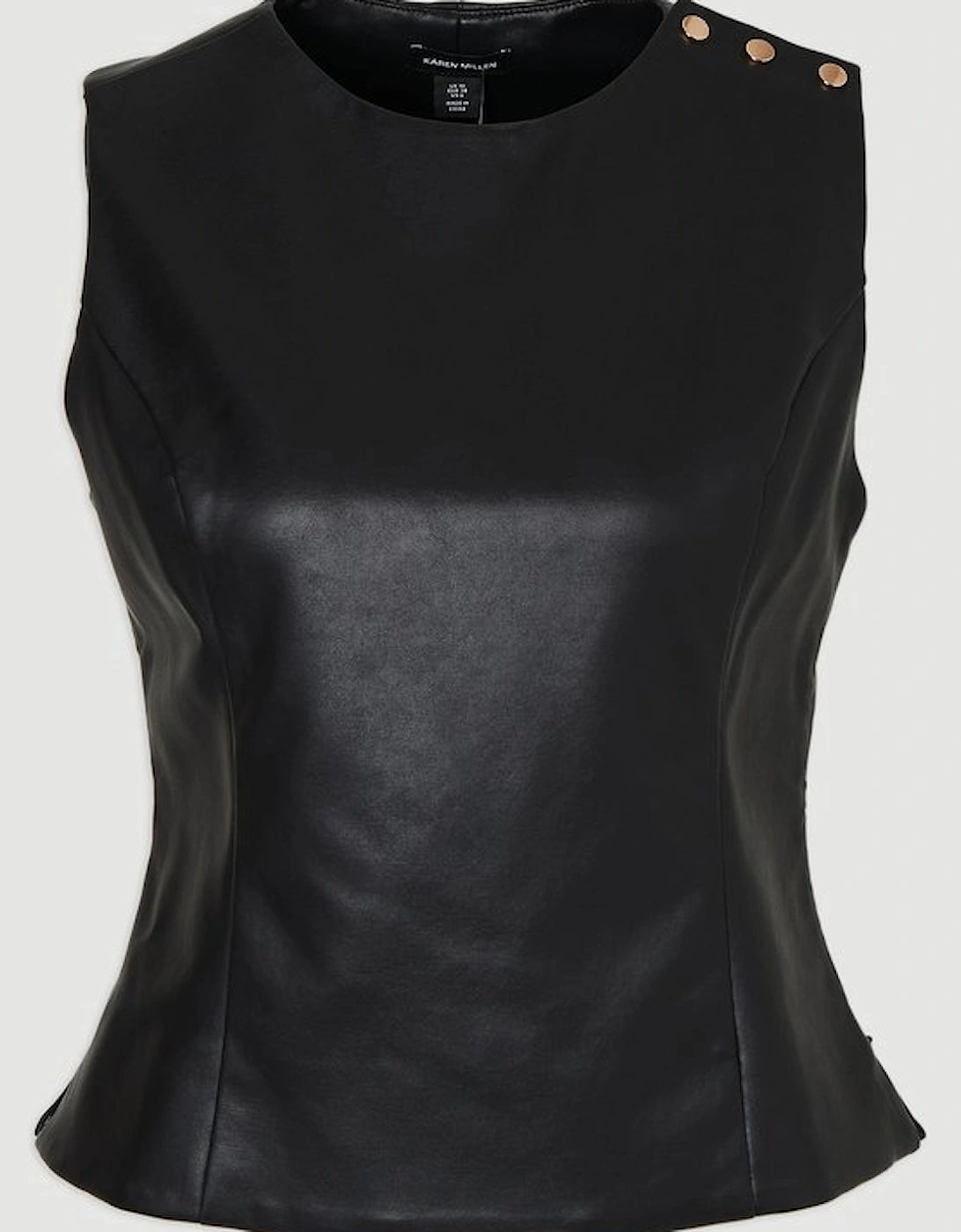 Faux Leather Button Tailored Top