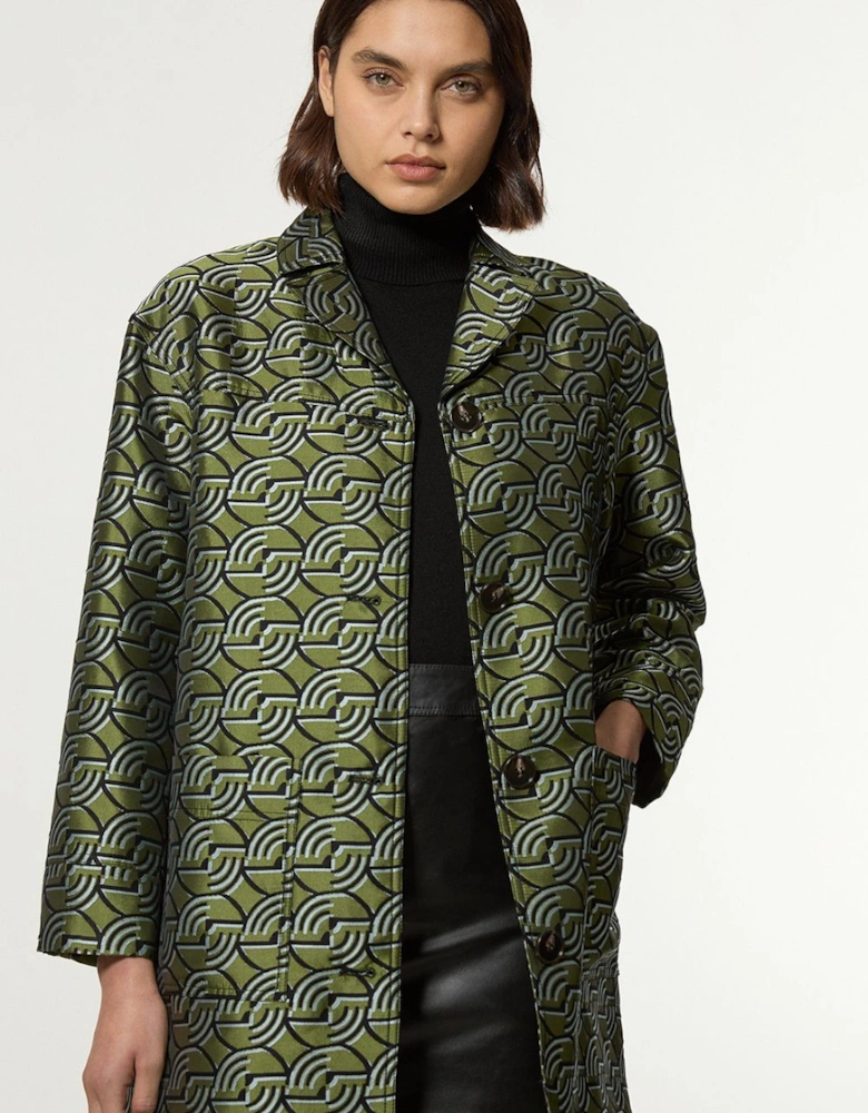 Geo Jacquard Twill Tailored Jacket