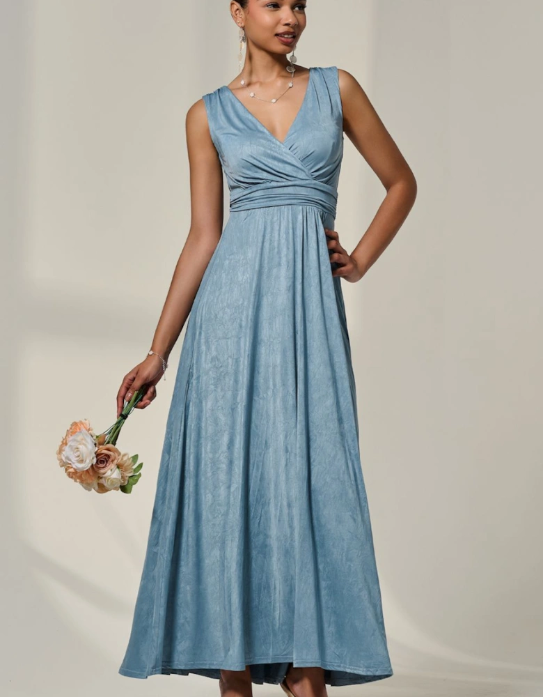 Wrapped Bodice Jersey Maxi Dress