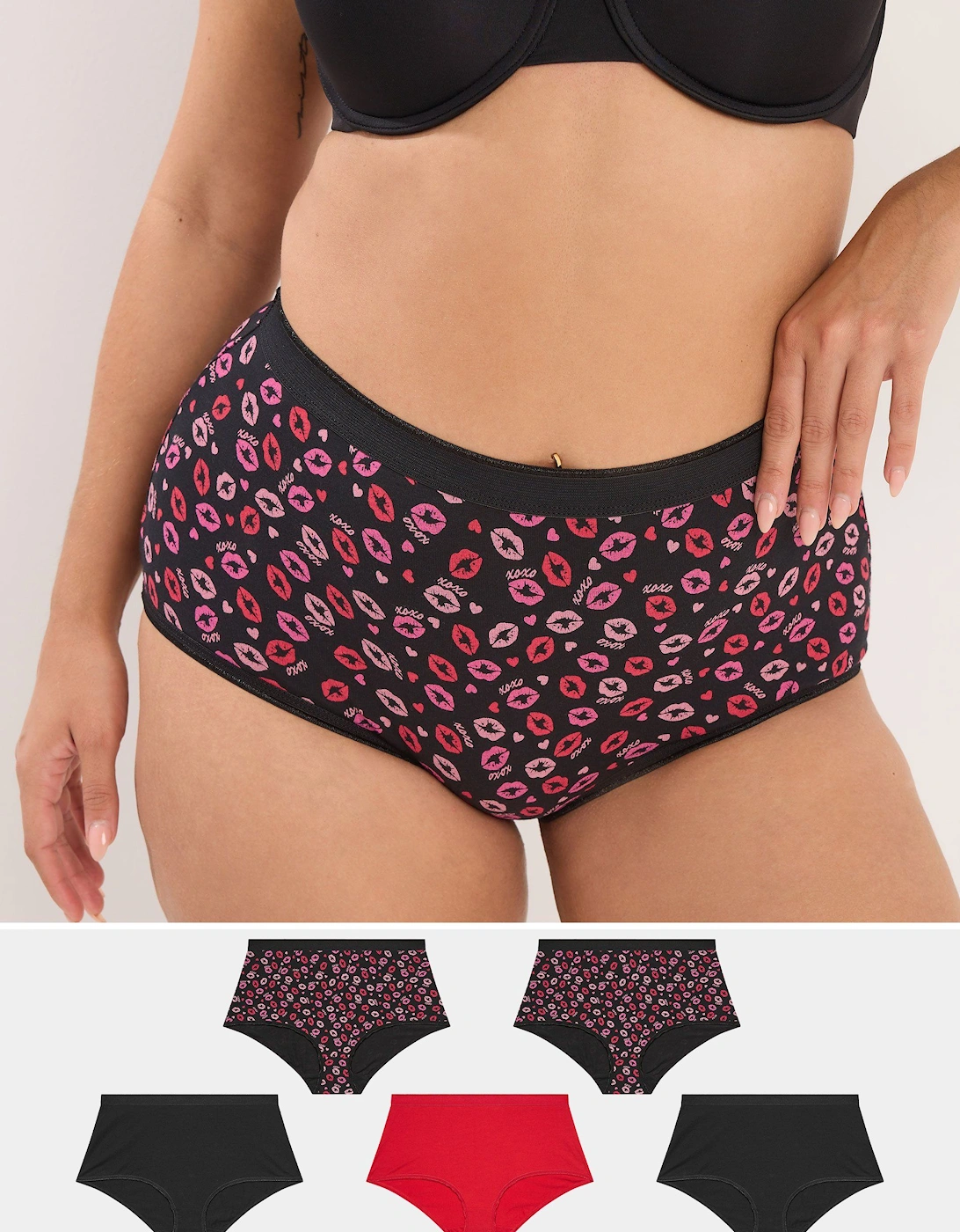 5 Pack Kiss Print Full Briefs, 2 of 1